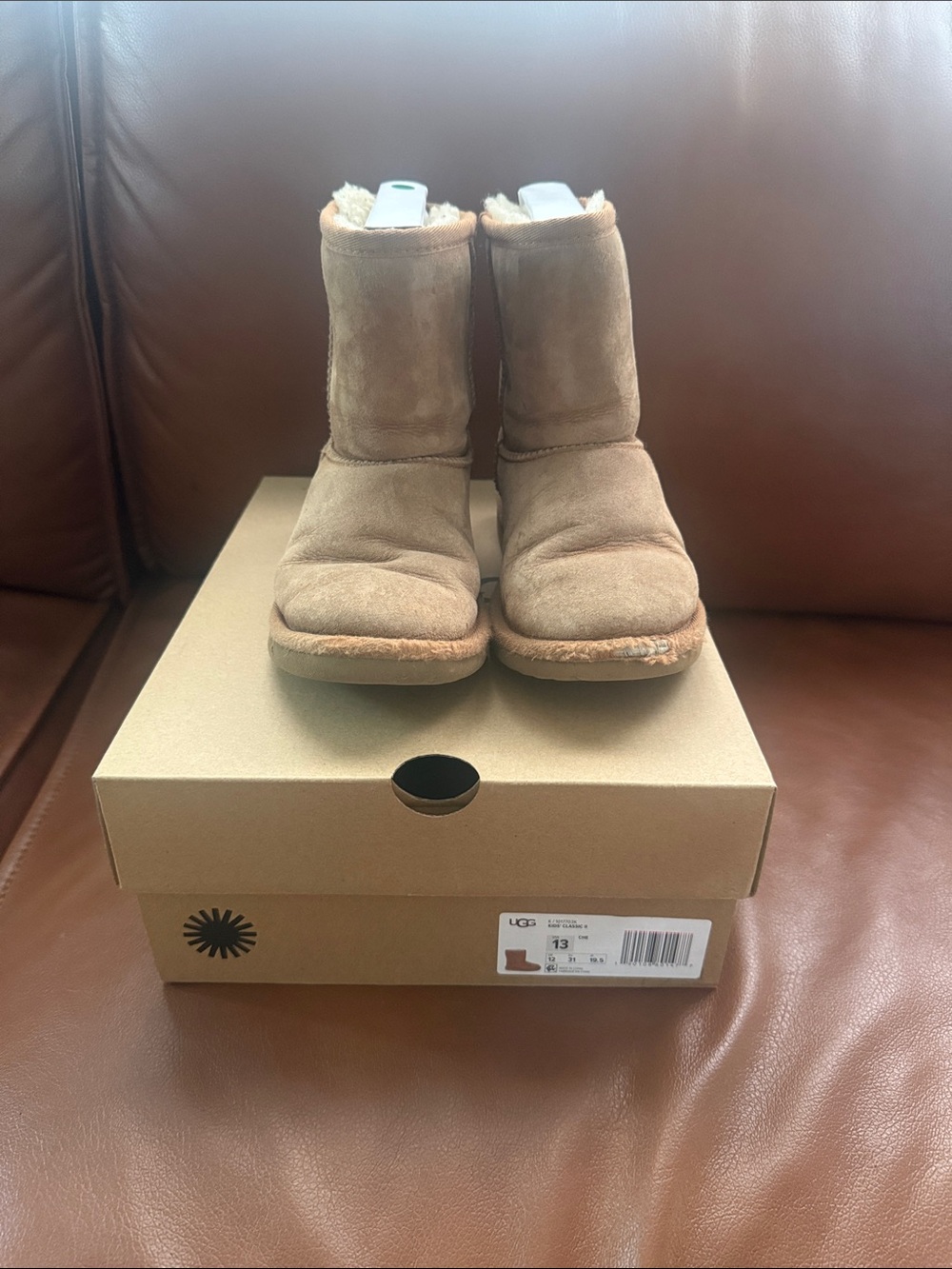 UGG Short Shearling Boots in Brown and Cream